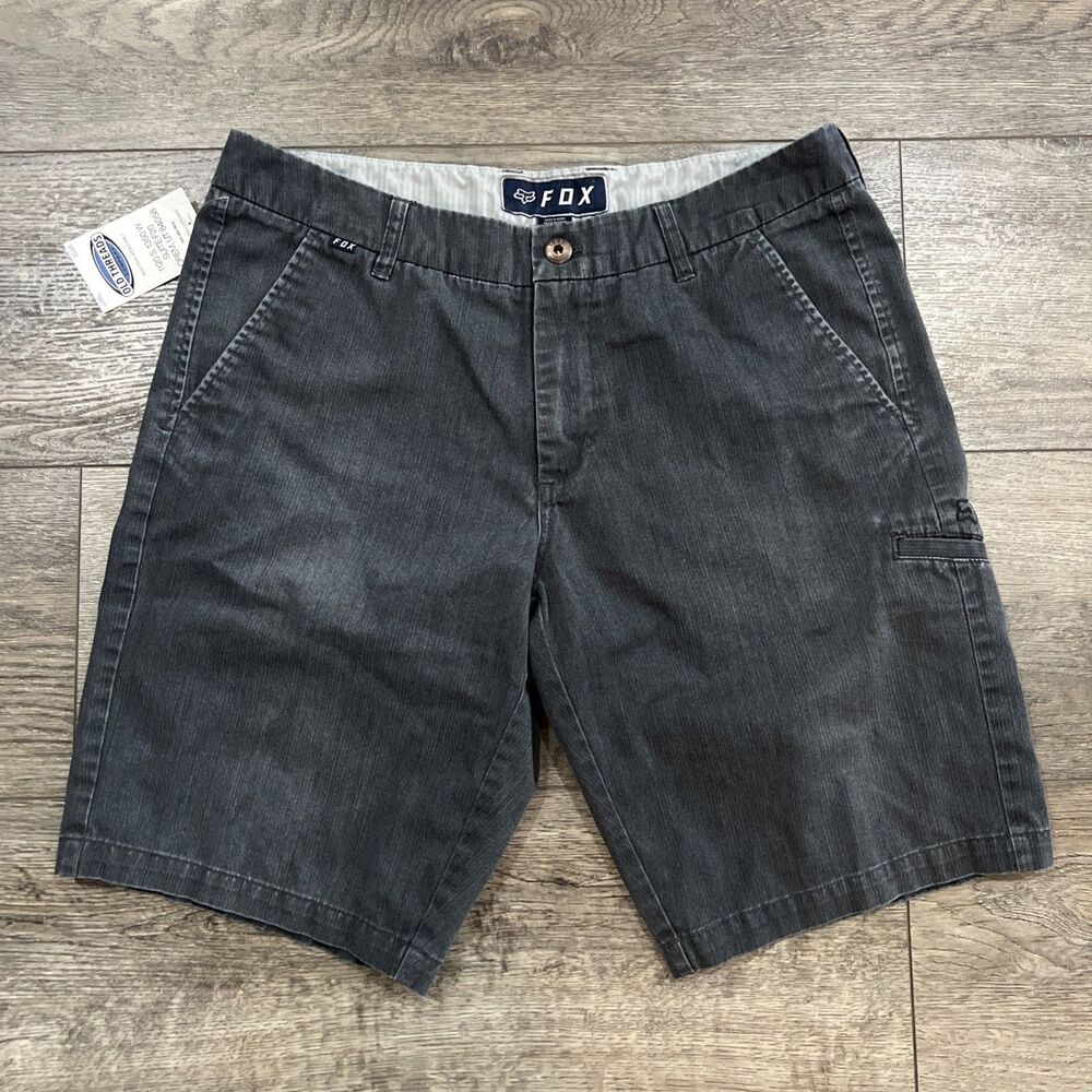 Fox Racing Mens Chino Shorts Flat Front Regular Fit Solid Faded Gray Size 34